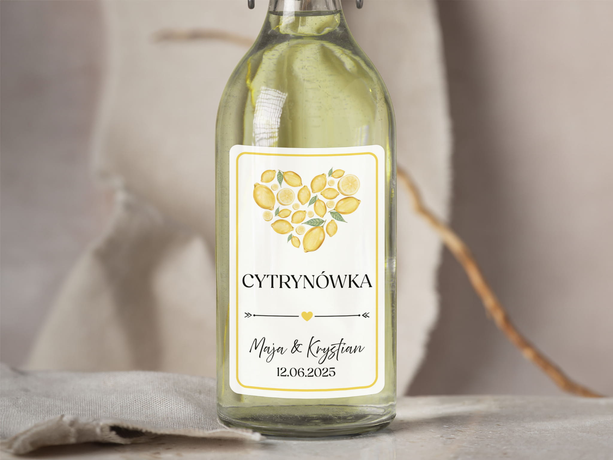 Naklejki na alkohol weselny- Cytrynówka, Etykieta na Nalewkę